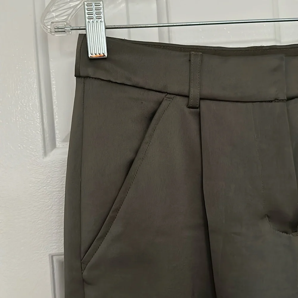 *Excellent Condition* Express, Wide Leg, High Waist, Green, Shiny, Cargo Pants - Picture 6 of 11